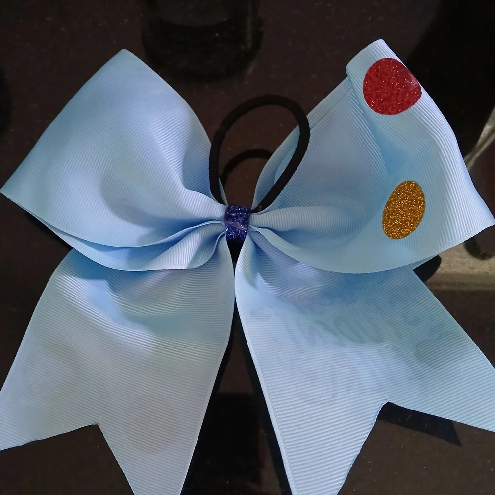 Best Student Ever Hair Bow - Blue with Red and Gold Accents